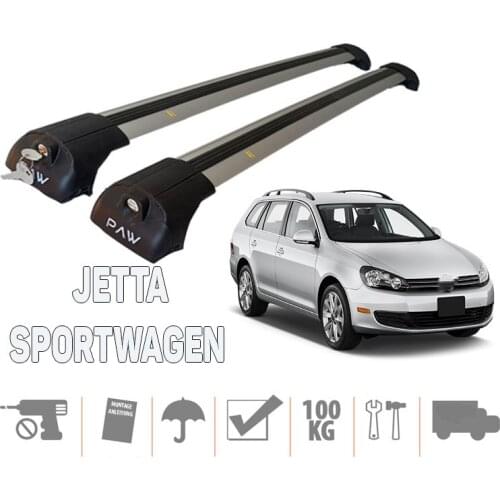 Paw Lockable Aluminium Roof bars for cars with flush roof for VOLKSWAGEN jetta Wagon