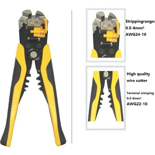 Automatic Wire Stripper D1 Pliers 0.5- 6mm2 AWG22 - 10 Terminal Crimping Kit Multifunctional Cable Cutter Stripping Tools