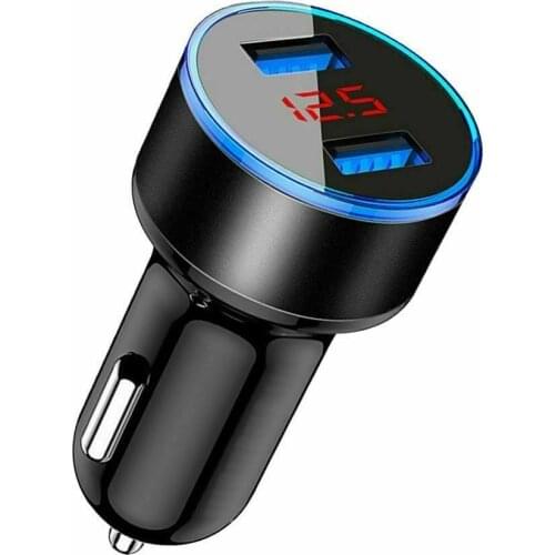 Car 3.1A Dual Ports USB Cigarette Charger Lighter Digital LED Voltmeter Black Charger Accessories For Golf Bmw Passat Ford