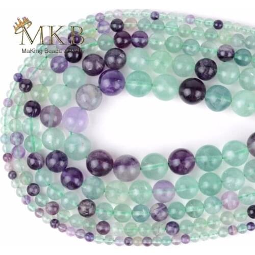 Wholesale Natural Round Beads 4/6/8/10mm Green Fluorite Stone Loose Beads For Jewelry Making Bracelet Necklace Jewellery Perles