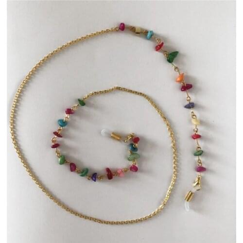Colorful Natural Stone Beads Link Chain Eyeglasses Chains for Reading Glasses Cord Sunglasses Strap Holder Neck Band Accessories