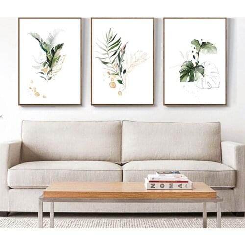 Watercolor Plant Leaf Decorative Canvas Painting Nordic Wall Posters For Living Room Decoration Home Decor