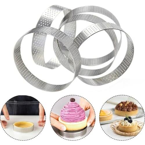 3/6pcs Circular Tart Ring French Dessert Stainless Steel Perforation Fruit Pie Quiche Cake Mousse Mold Kitchen Baking Mould