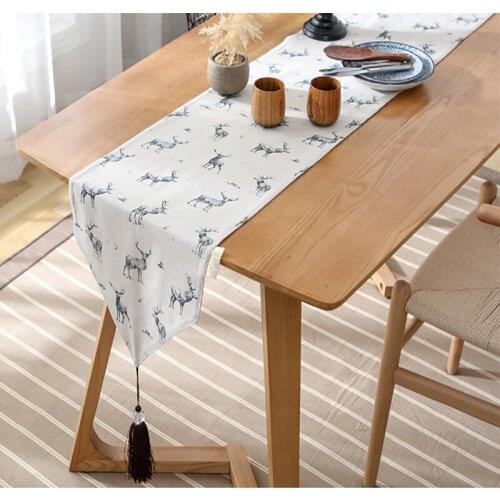 HLQON European print modern table runner tassels table cloth cabinet cover bed runner cabinet cover decorative party home hotel