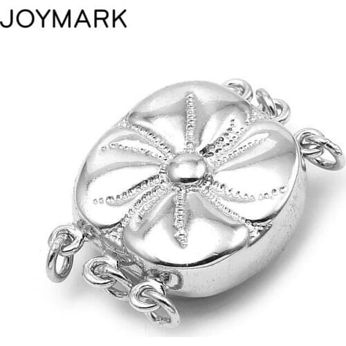 JOYMARK Lotus Flower Design 925 Sterling Silver 3 Strands Box Clasp Connector For DIY Pearl Necklace Jewelry Making SC-BC255
