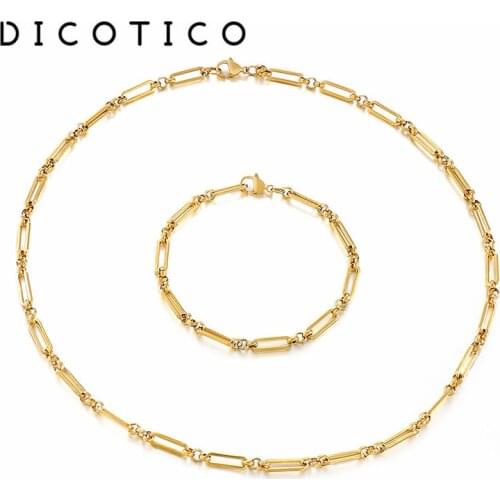 Simple Chain Jewelry Sets For Women Stainless Steel Necklaces Bracelets Sets Fashion Accessories Women Wedding Choker 2021