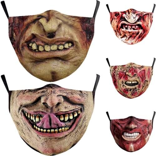 Halloween Cospaly Horror Fashion Zombie Face-Mouth Masks Protection Cycling Spots Breathable Adult Party Mask Womens Men Unisex