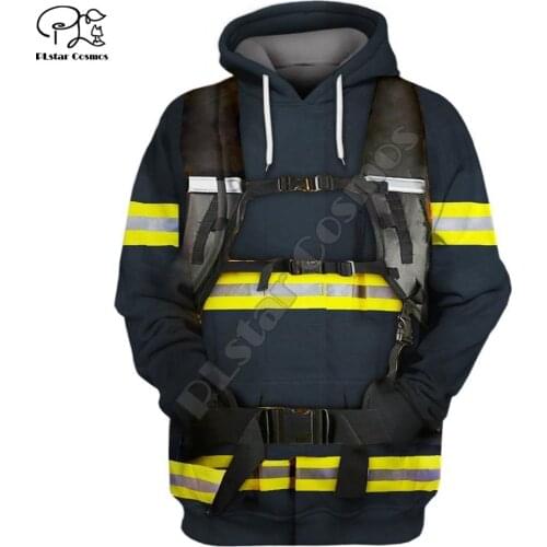 Firefighter Suit 3D Print Hoodies Fireman 3D Hoodie Men Women New Fashion Hooded Sweatshirt Long Sleeve Pullover Style-3