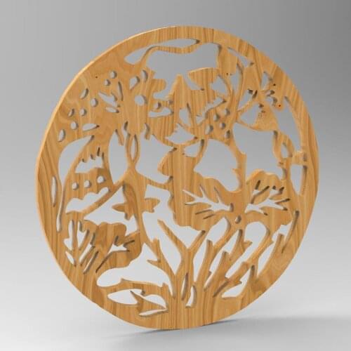Round Hollow carved flower 3d model relief for cnc in STL file format - Wood Window Flower