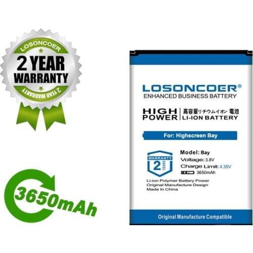 LOSONCOER Battery 3650mAh Battery For Highscreen Bay Mobile Phone Battery