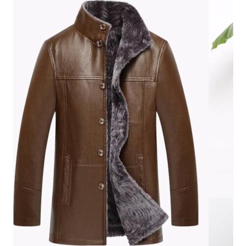 Mens leather jacket Plus velvet motorcycle PU coat men faux leather jackets middle-aged clothes jaqueta de couro autumn winter