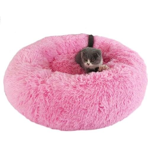 Pet cat Dog Deep Sleep Kennel Bed Pet Donut Bed For Small Medium Dogs Cats Sofa Soft&Comfy Dog House Mattress Round Washable