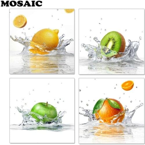 4 pcs set DIY 5D Diamond Painting Full Square Diamond art Mosaic fruit Cross Stitch Pictures Of Rhinestone Home Decoration