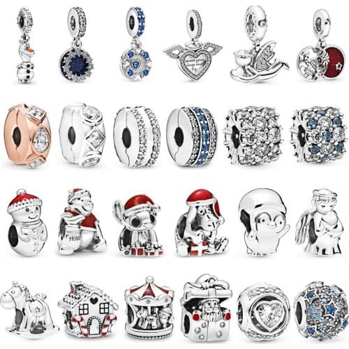 New Fashion Charm Original Love Wings Angel Snowman Snow House Beads Suitable for Original Pandora Ladies Bracelet Jewelry Gift