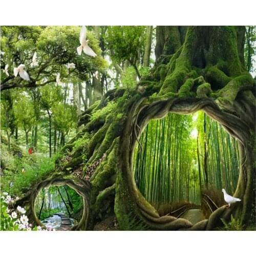 Beibehang Custom Photo Wallpaper Mural Wall Stickers natural Forest Cafe Kids Room background Wall papel de parede wallpaper