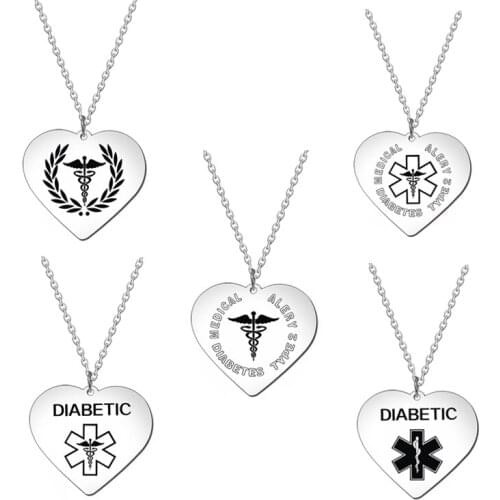 Wholesale Interchangeable Stainless Steel Medical Pendant Charms Heart Pendant Necklace