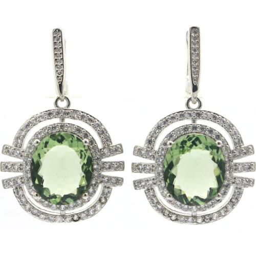 46x26mm Bohemia Design Created London Blue Topaz Cubic Zircon Gift For Sister Silver Earrings