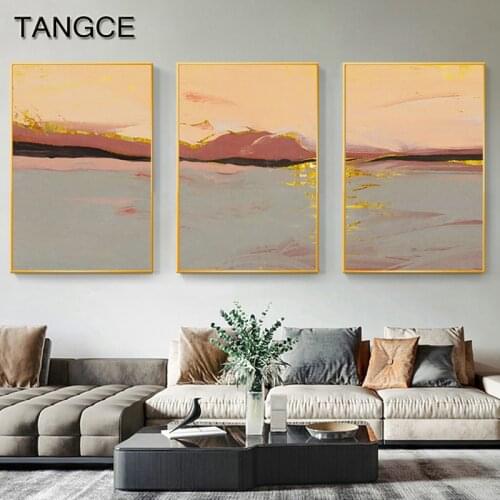 Scandinavian Abstract Landscape Picture Home Decor Modern Golden Yellow Canvas Painting Wall Art Mountain Posters N Prints Decor