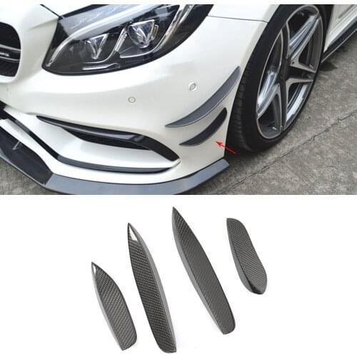 Carbon Fiber Front Bumper Splitter Fins Trim Spoiler For Mercedes Benz C Class AMG W205 C63 AMG Sedan Coupe C63AMG 2015-2018 16