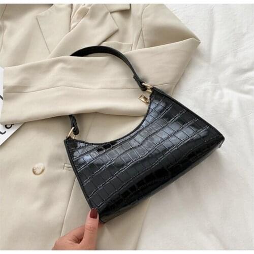 Crocodile Pattern Women Underarm Bag Vintage Design PU Leather Ladies Small Shoulder Bags Female Tote Baguette Purse Handbags