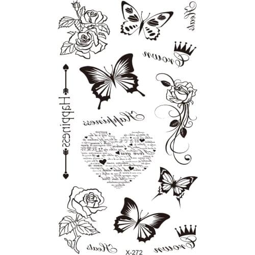 Sexy Butterfly Temporary Tattoos For Women Body Art Painting 105*60mm Tattoos Sticker Realistic Fake Rose Waterproof Tattoos