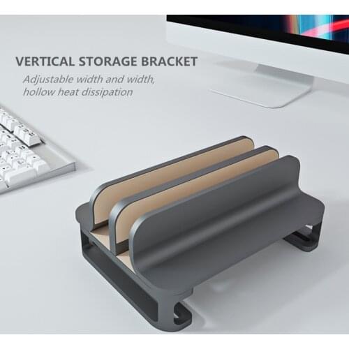 Vertical Cooling Laptop Stand Aluminum Single/Double Desktop Holder w/Adjustable Dock for Notebook MacBook Dell HP More 10-17.3"