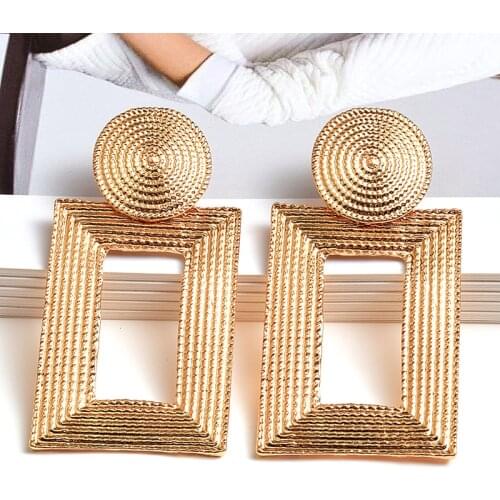 Hot Sell New Geometric Gold Metal Dangle Drop Earrings Fine Jewelry Accessories For Women Fashion Trend Pendientes Bijoux