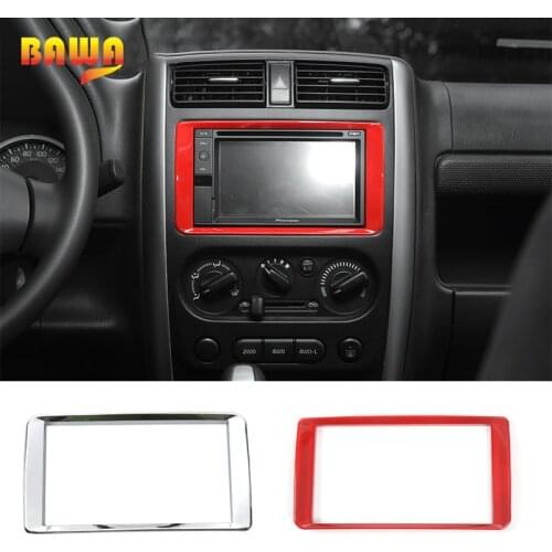 BAWA Interior Mouldings ABS Dashboard Console GPS Navigation Frame Cover Red Stickers for Suzuki Jimny 2011-2017