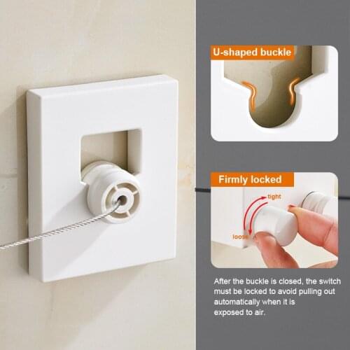 Retractable Indoor Clothes Wall Hanger Magic Drying Rack Balcony Bathroom Invisible Clothesline E2S