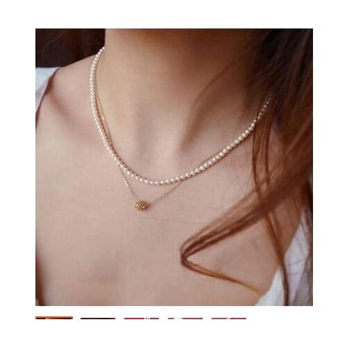 Wedding Top Natural Freshwater pearl 2-3mm Real White Perfectly Round pearl Necklace highlight Handmade Choker women Jewelry