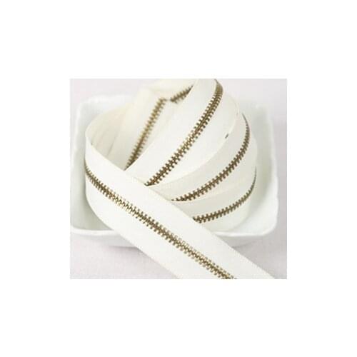 1 pcs/5cm-120cm customize the length of the metal zipper, tan teeth white zipper tape,wholesale clothing accessories