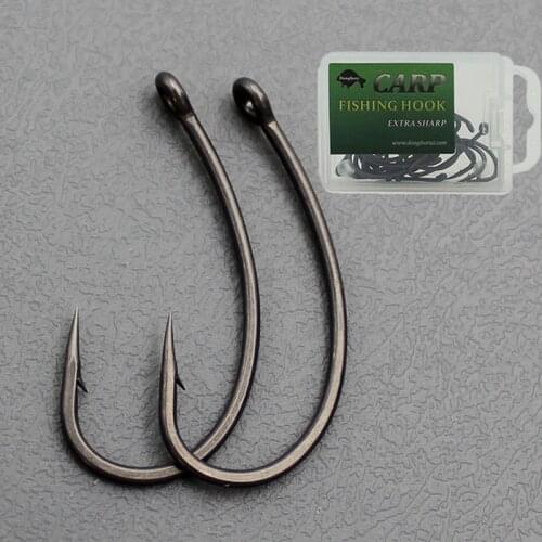 10PCS Carp Fishing Hook CURVE SHANK HOOK (PREMIUM) Micro Barbed Carp Hook for Carp Rig Coarse Fishing