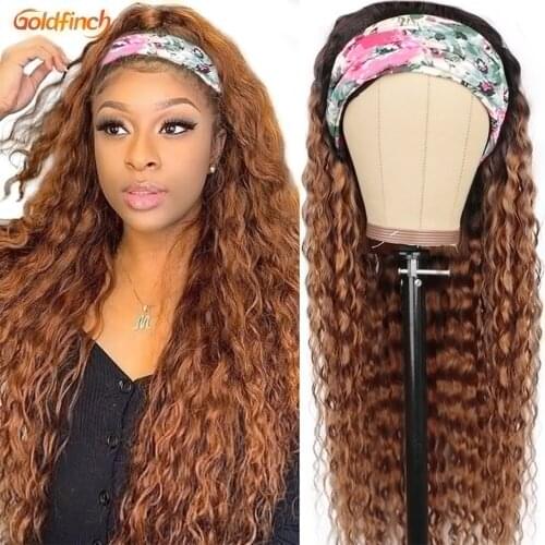 1B 30 Ombre Blonde Water Wave Headband Wig Brazilian Headband Wig Human Hair Water Wave No Glue No Gel Wet and Wavy Headband Wig