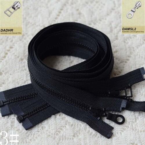 2 Pcs/lot Long Short YKK Metal Zipper Vintage All Black Fasteners Single Open End Zip Sewing Accessories Wholesale