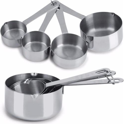 4 Pcs/Set Metal Measuring Cups Spoons Stainless Steel Measuring Spoon Baking Tea Coffee Kichen Accessories Measuring Tool Set