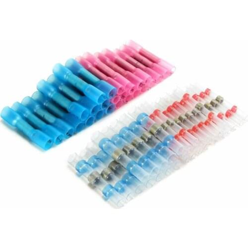 60pcs Waterproof Wire Connectors Cable Crimp Terminals + Insulated Solder Seal Wire Connectors Heat Shrink Butt Connectors