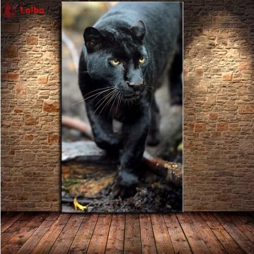 5D DIY Diamond Painting Modern animal art, black panther cross stitch mosaic full square/round diamond embroidery rhinestone