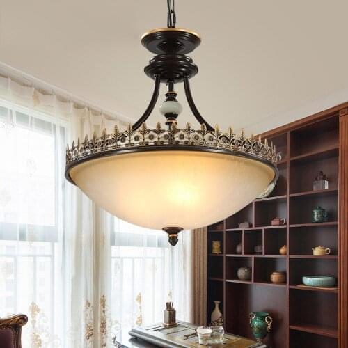 American retro glass single head chandelier living room corridor bedroom lamp countryside pastoral creative carving chandelier