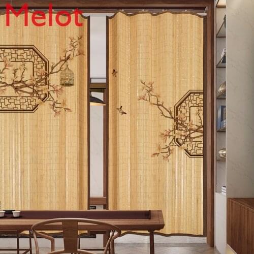 Sliding Door Bamboo Curtain Partition Curtain Sliding Door Study Living Room Bedroom Mosquito-Proof Curtain Bamboo Curtain
