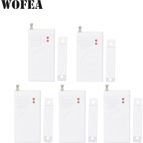 Wofea wireless magnetic window door sensor for home alarm system 433MHZ 5pcs/lot