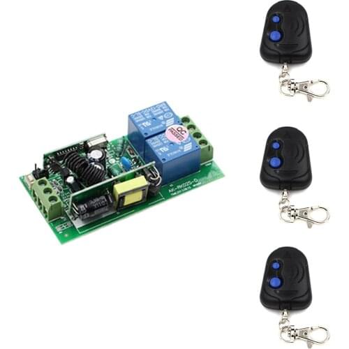 AC85V 110V 220V 250V RF Wireless Remote Control Switch 3pcs Transmitters 1pcs 2CH Receiver Board With Plastic Supply 4 Style