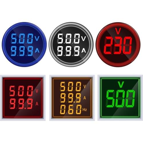 LED Digital Voltmeter Ammeter Hertz HZ Meter AC 50-500V 0-100A Voltage Current Volt Amp Tester Detector Signal Light Lndicator