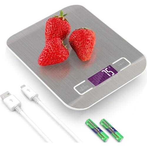 Digital Multi-function Food Kitchen Scale,Stainless Steel,11lb 5kg Stainless Steel Platform with LCD Display (Silver)