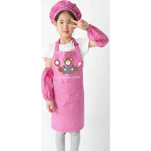 Childrens cartoon apron cute bear kids gowns baby art painting kindergarten painting clothes print logo