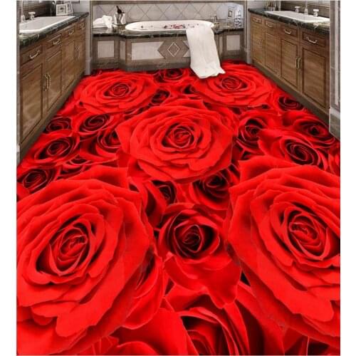 Custom photo floor wallpaper 3d Romantic Rose PVC waterproof floor self-adhesive 3D floor Home Decoration