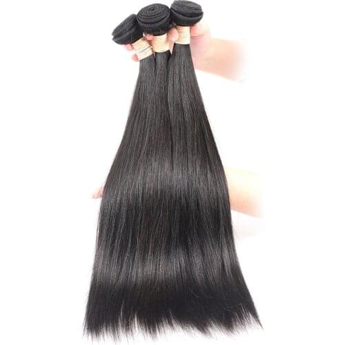 Hairmoda Straight Brazilian Hair Weave Bundles 100% Remy Human Hair Bundles 3/4 Pieces Natural Color