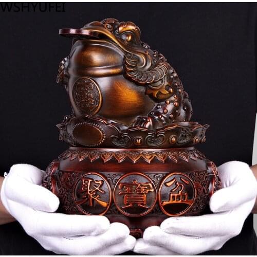 Chinese Style Pure Copper Lucky Toad Money Plate Statue Home Study Decoration Crafts Christmas Present Shop Housewarming Gifts