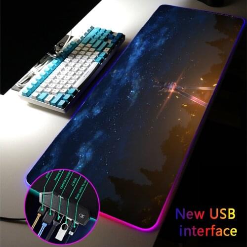 MRGLZY 40*90cm Anime Sword Art Online RGB Gaming Large USB Hub Games Mouse Pad LED 4-Port Mousepad Computer PC MouseMat for Csgo