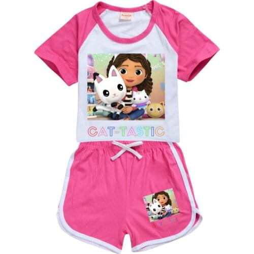 Summer Fashion Childrens Clothing Kids Cat-Tastic T-shirt Shorts 3D Cartoon Printed Pullover Boys Girls Casual Sports Tees Suit