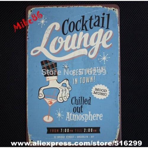[ Mike86 ] Cocktail Lunge Bar Tin sign Art wall decoration House Cafe Pub Vintage Metal Plaque AA-33 Mix order 20*30 CM